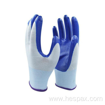 Hespax Heavy Duty Work Oil Resistant Nitrile Gloves